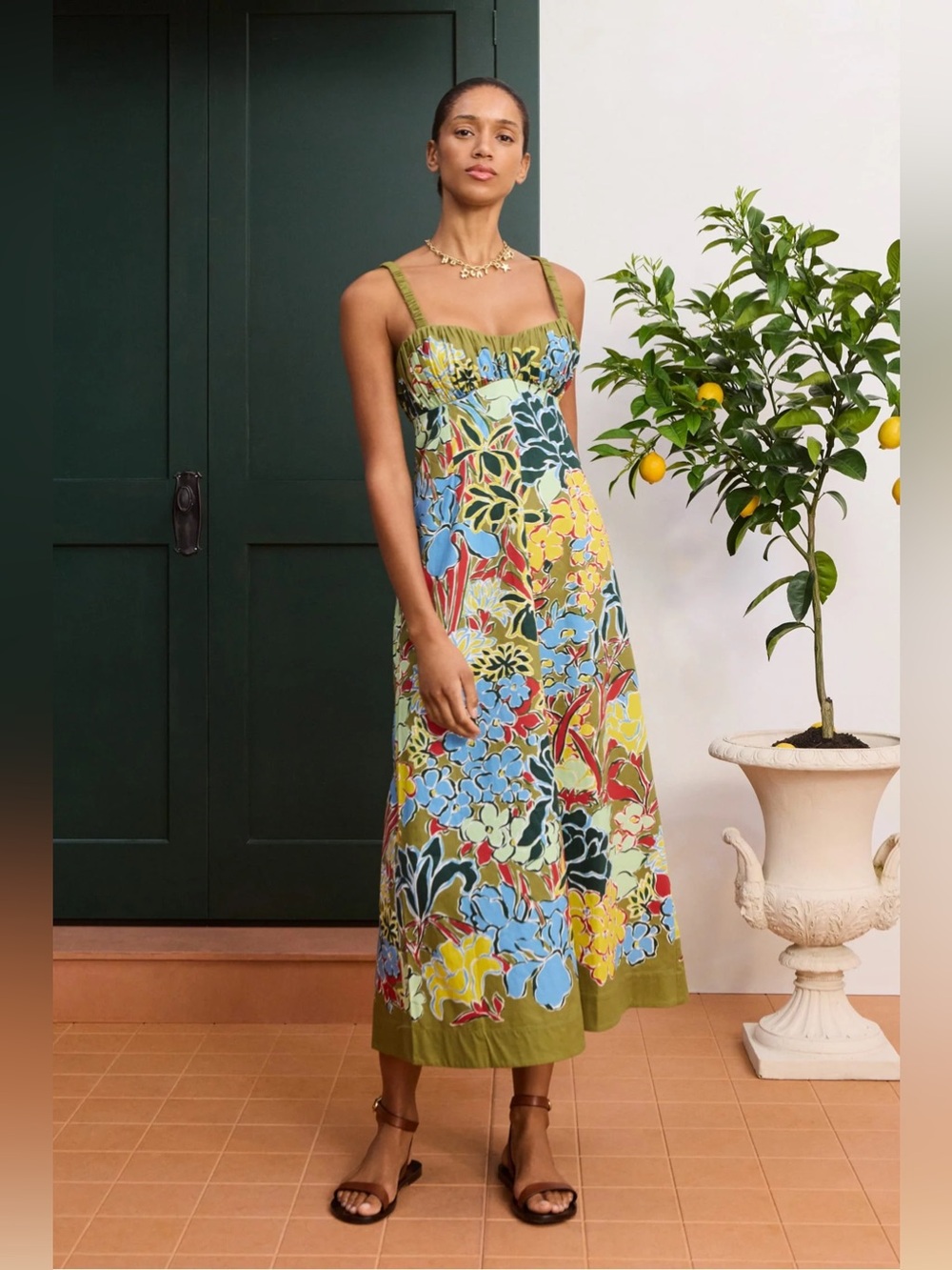 $490 NWT Alemais Midi Dress Green/Multi Size 8 and 12 Solstice Floral